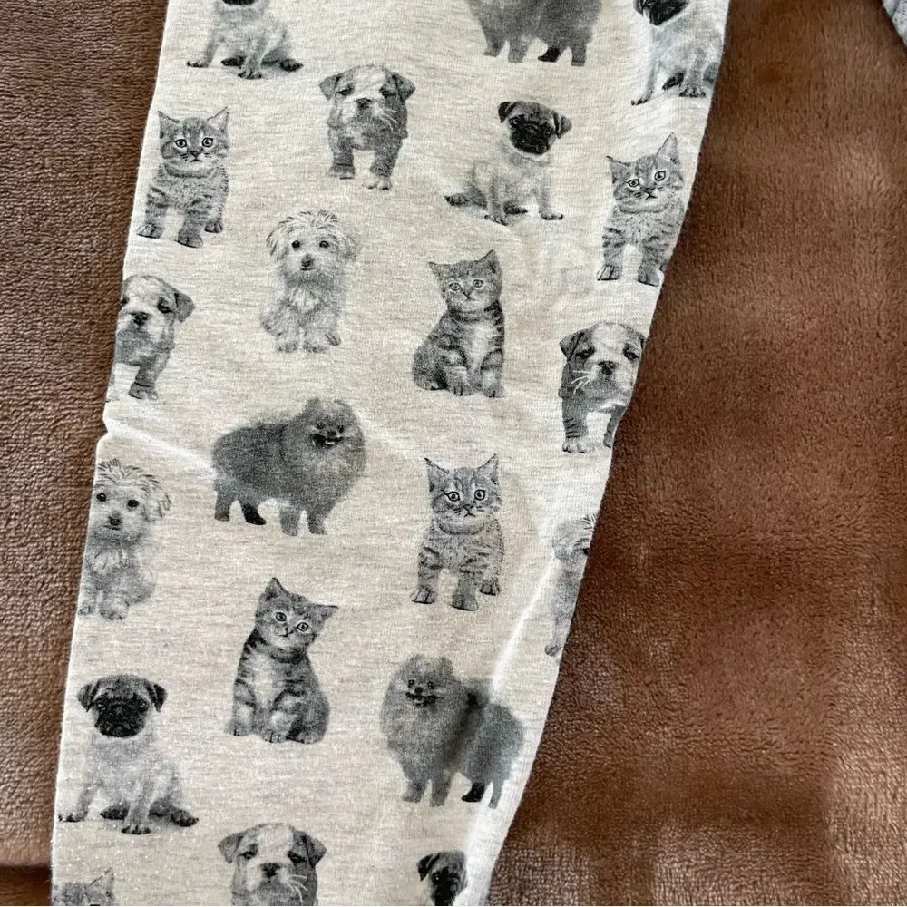 Carter's Girls Gray Animal/ Pet Print Leggings Pajama Bottoms Cotton Sz 8